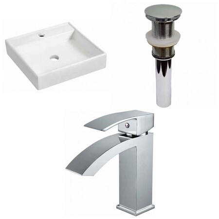 American Imaginations 17.5-in. W Wall Mount White Vessel Set For 1 Hole Center Faucet AI-30726